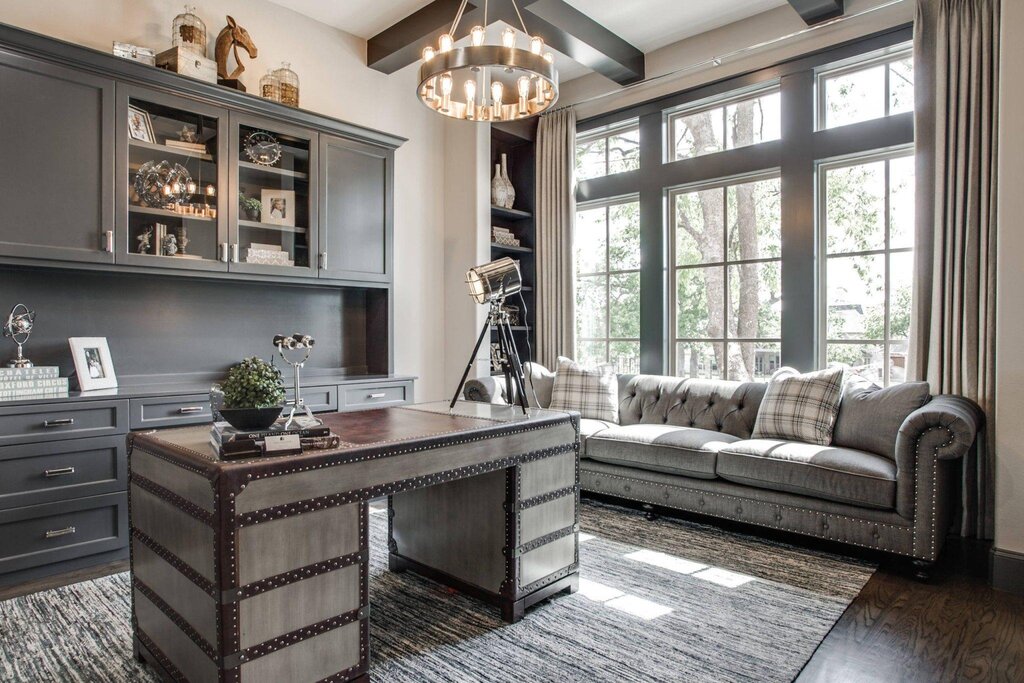 Gray furniture in the living room interior