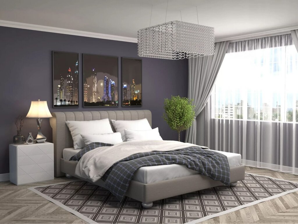 Gray furniture in the bedroom interior