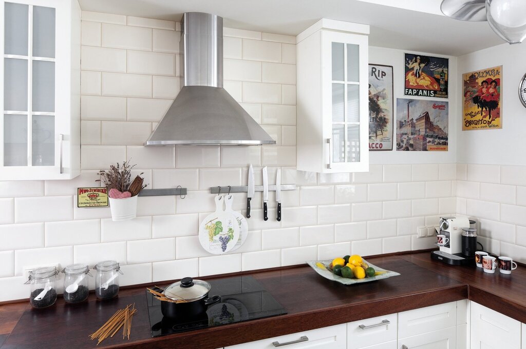 Gray subway tile for the backsplash