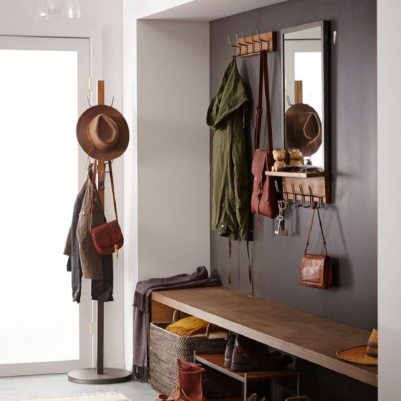 Gray coat rack for the hallway