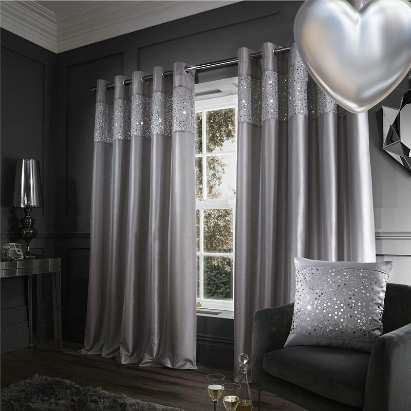 Silver curtains for the living room