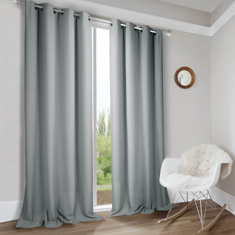 Gray curtains with grommets