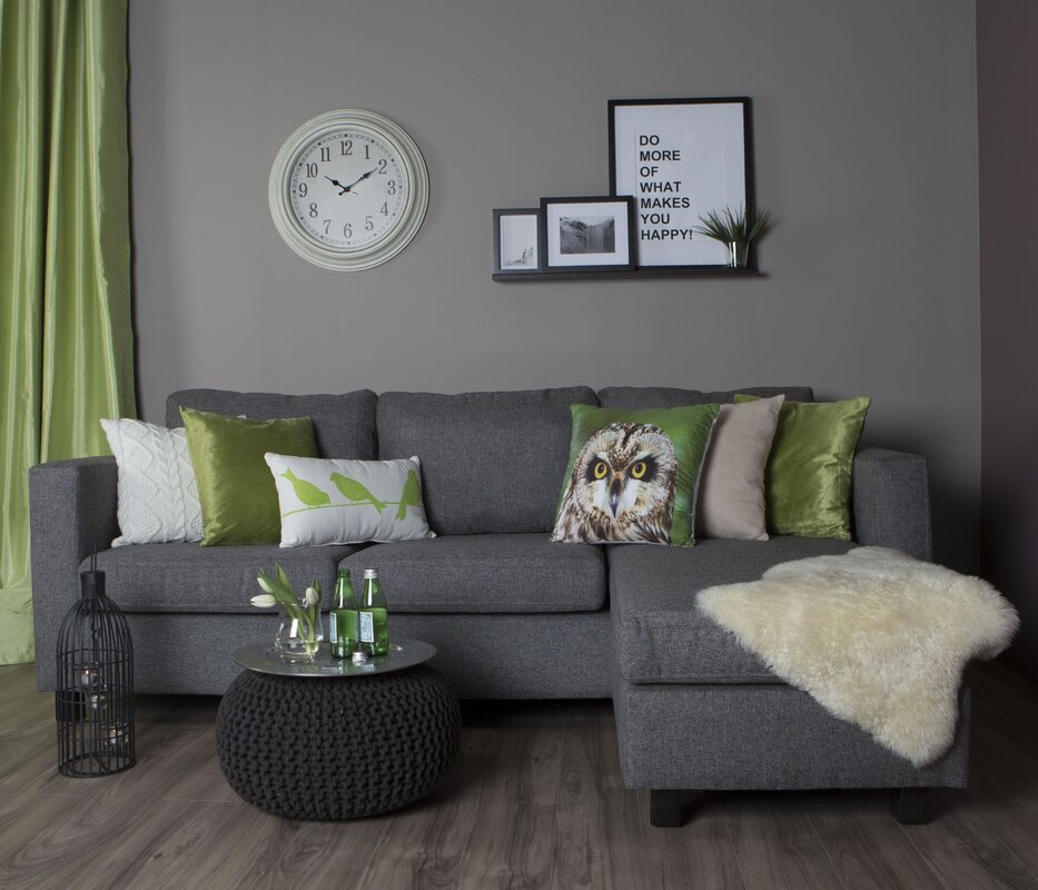 Gray sofa with pillows