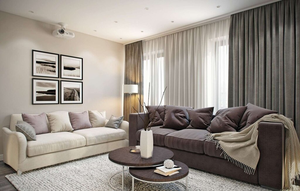 Gray sofa in a beige room