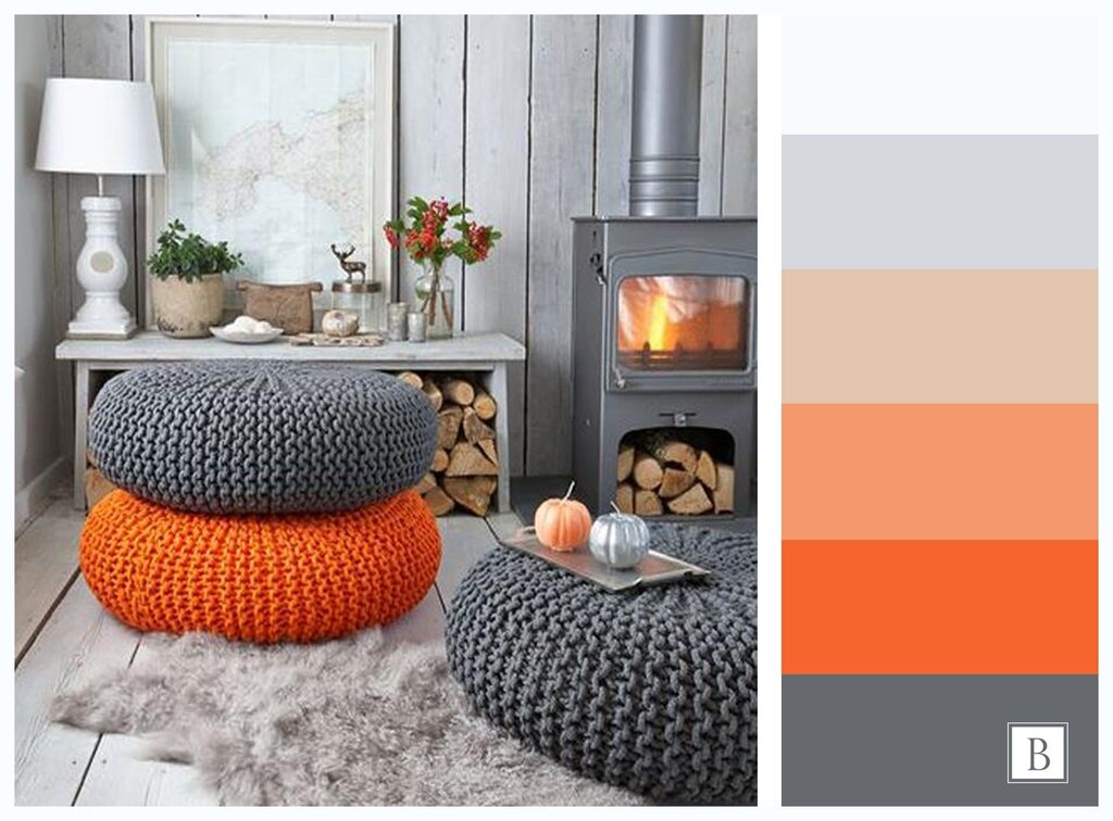 Gray and orange in the interior