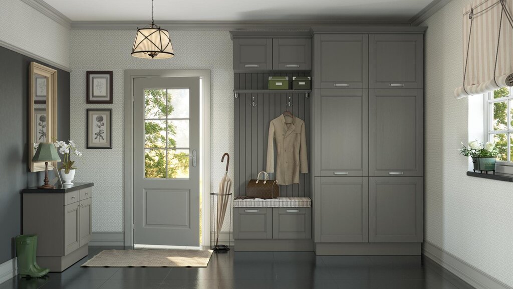 Gray wardrobe for the hallway