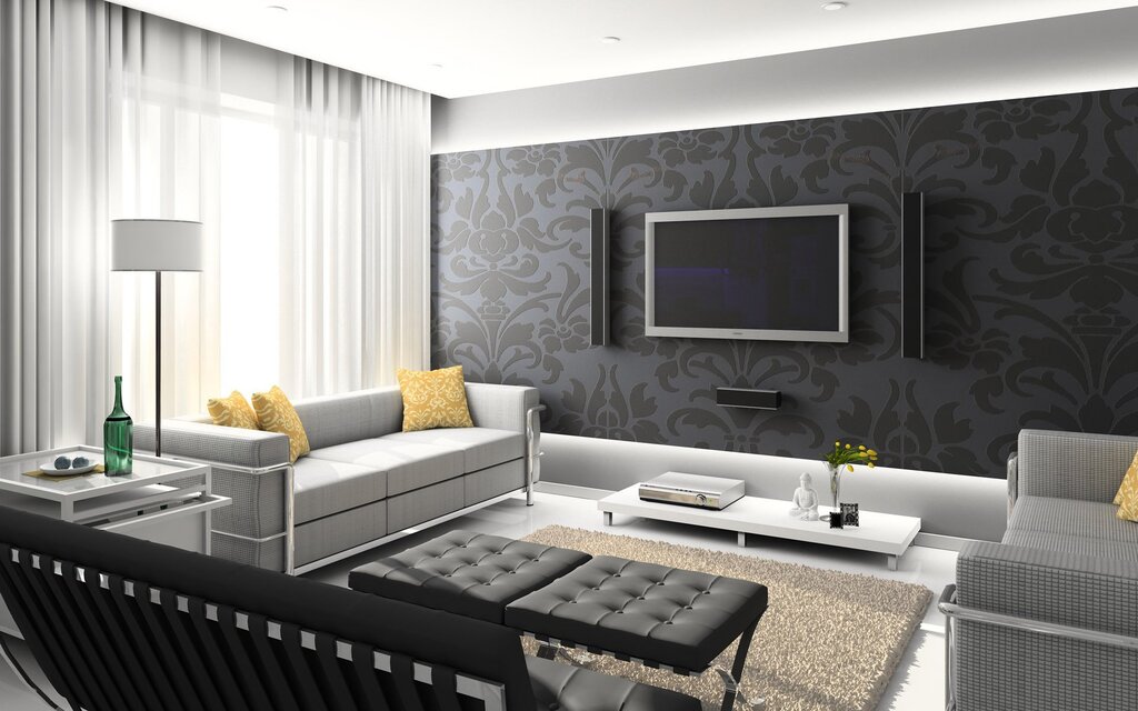 Gray and white apartment interior