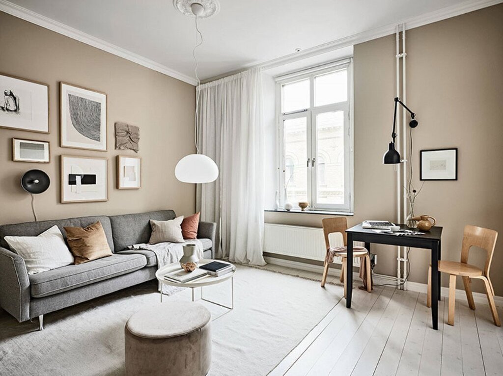 Gray-beige walls