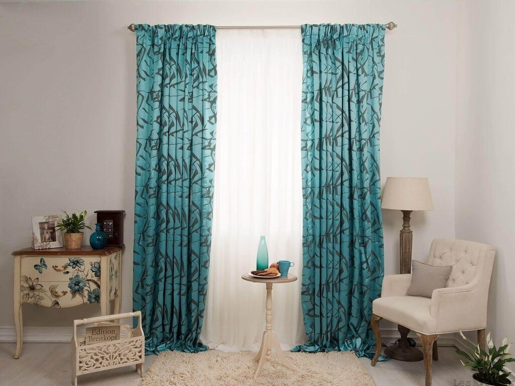 Gray turquoise curtains