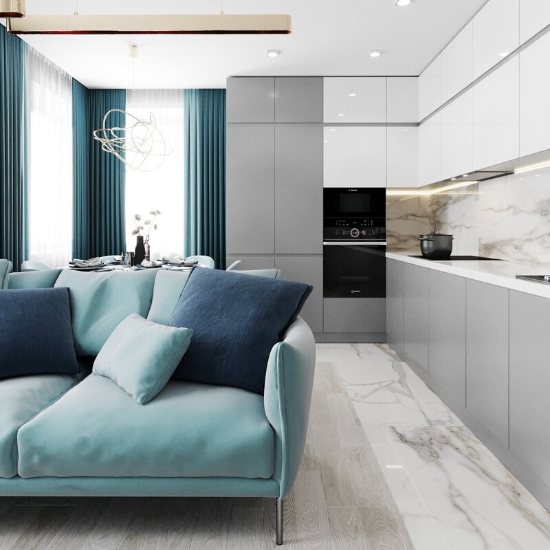 Gray-turquoise interior