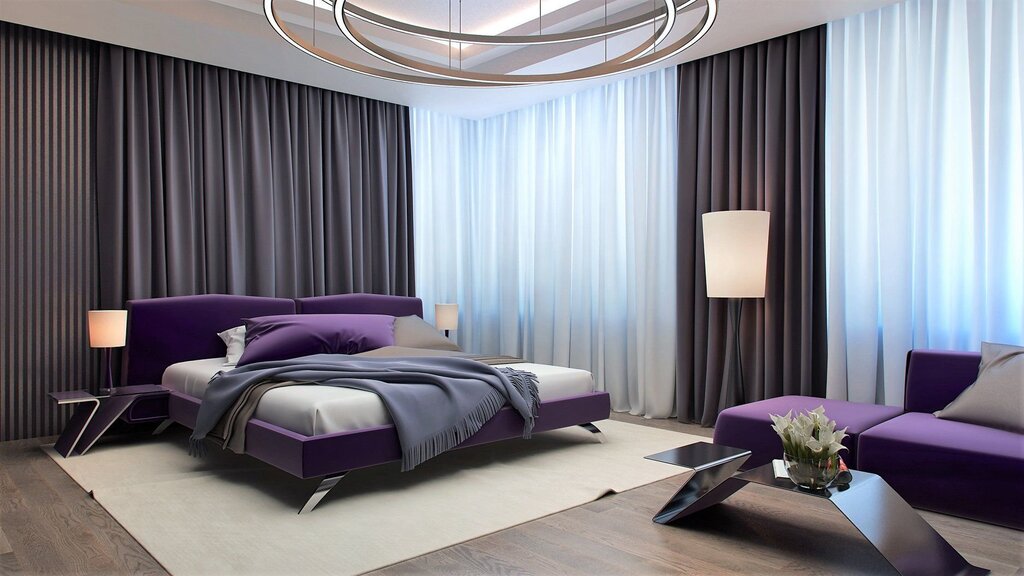 Gray-purple curtains