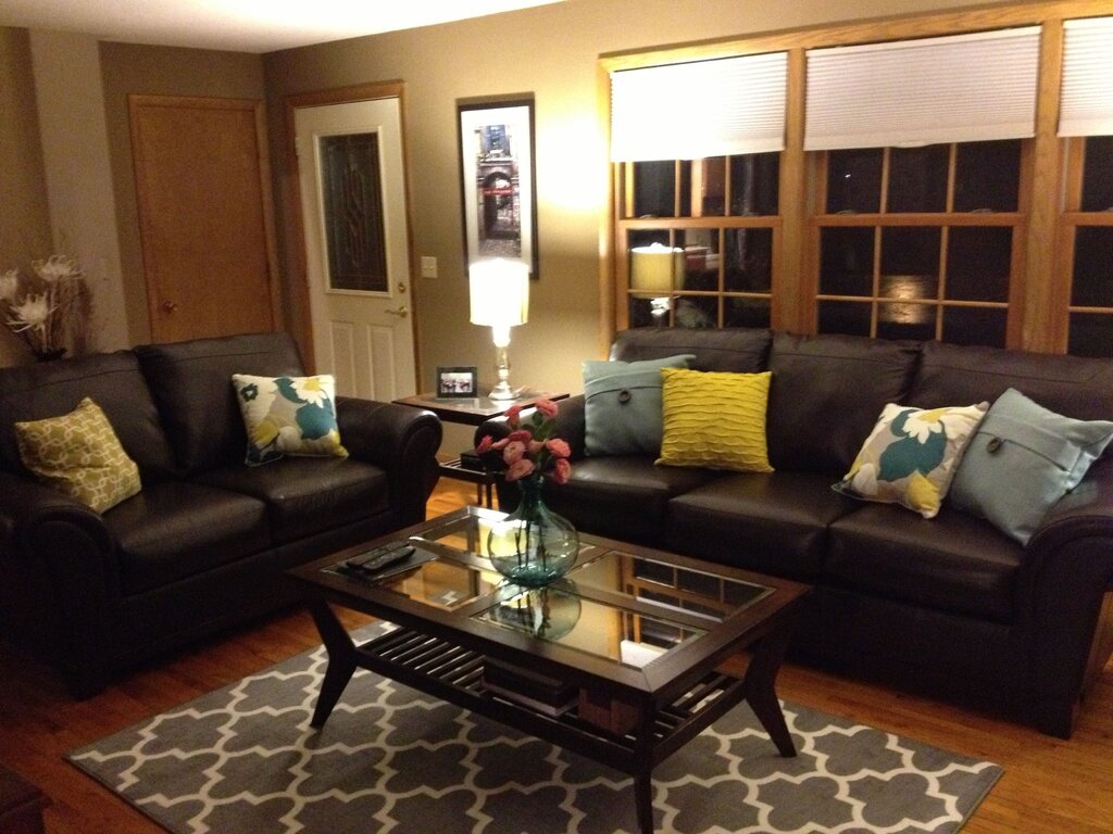 Gray-brown sofa in the interior