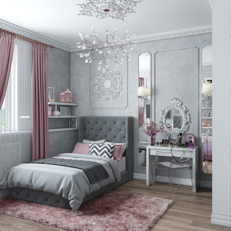 Gray-pink children's room