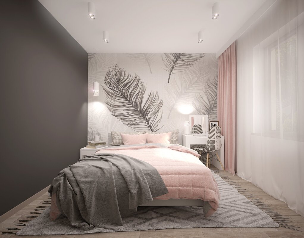 Gray-pink bedroom