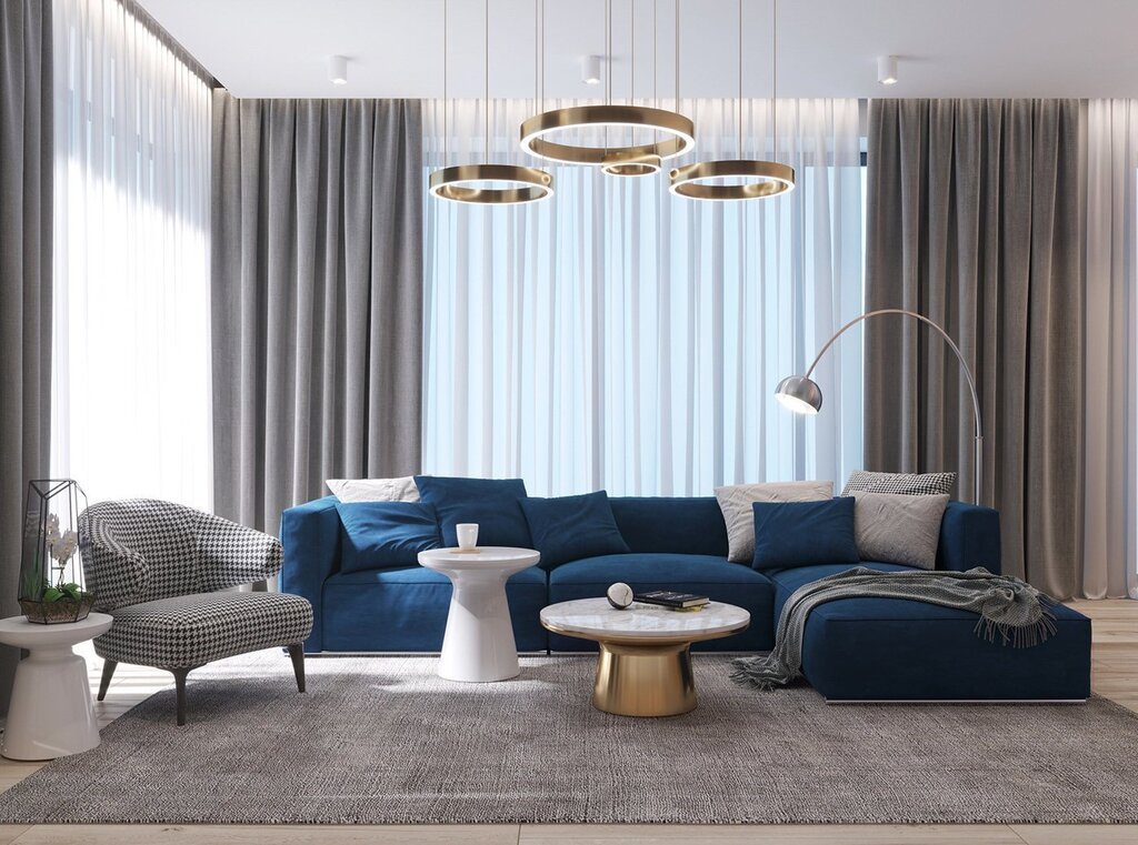 Gray-blue living room