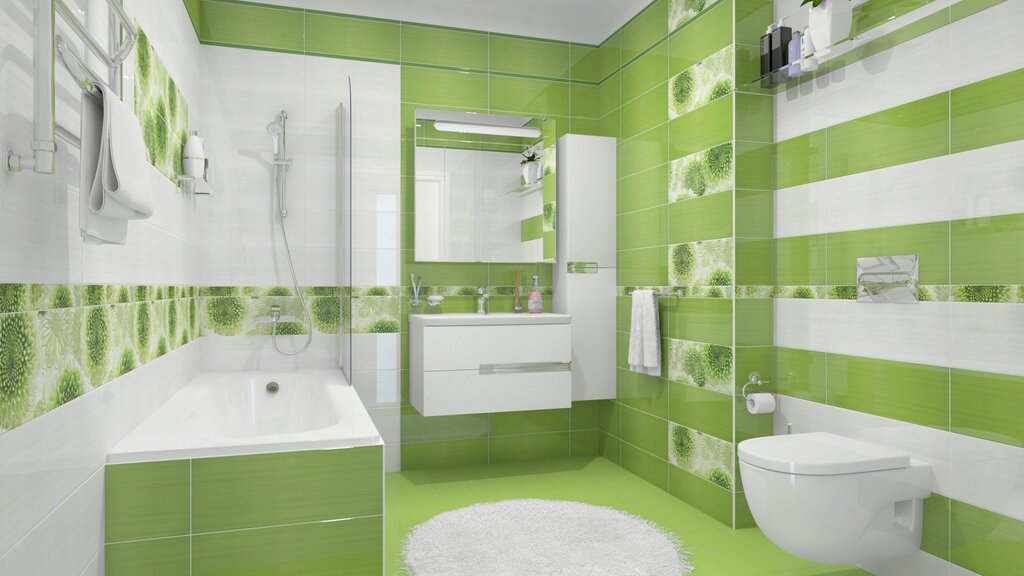 Gray-green bathroom