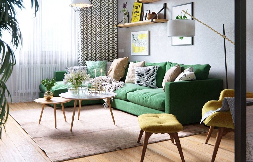 Gray-green sofa