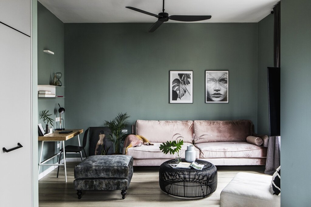 Gray-green interior