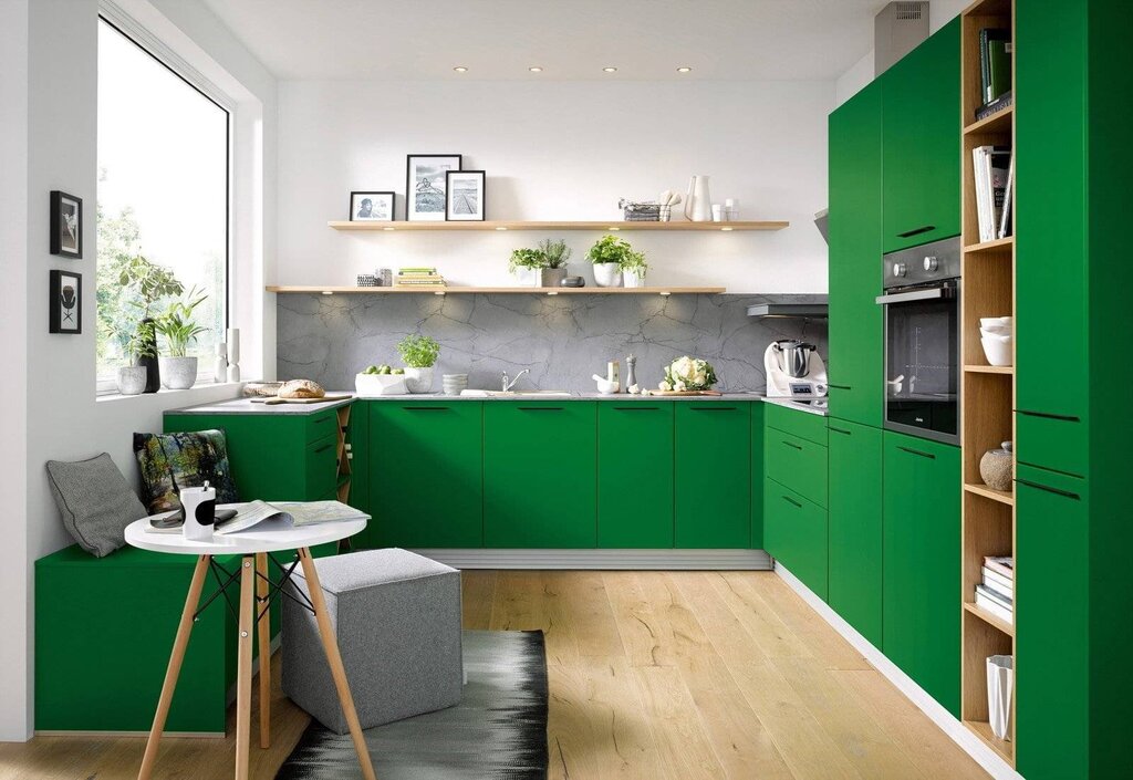 Gray-green kitchen set