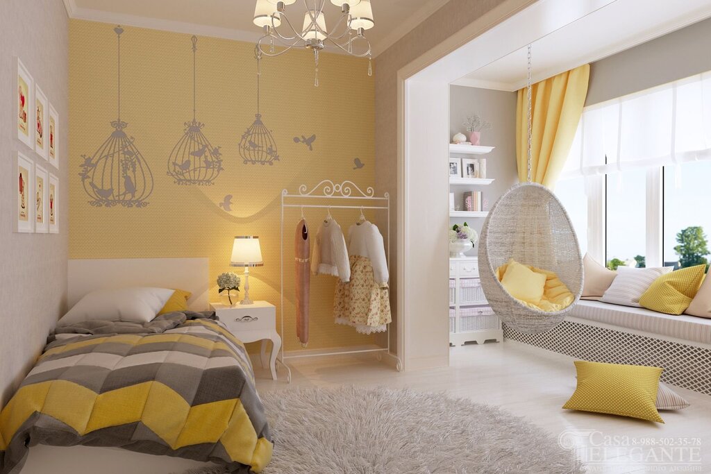 Gray and yellow children's room