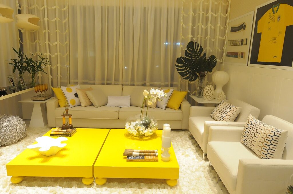 Gray-yellow living room