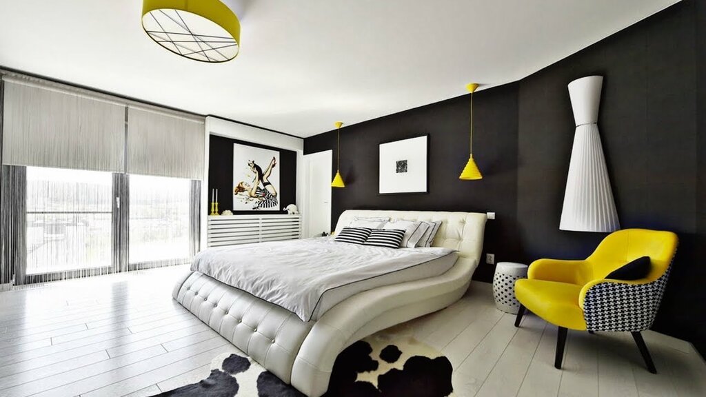 Gray yellow bedroom