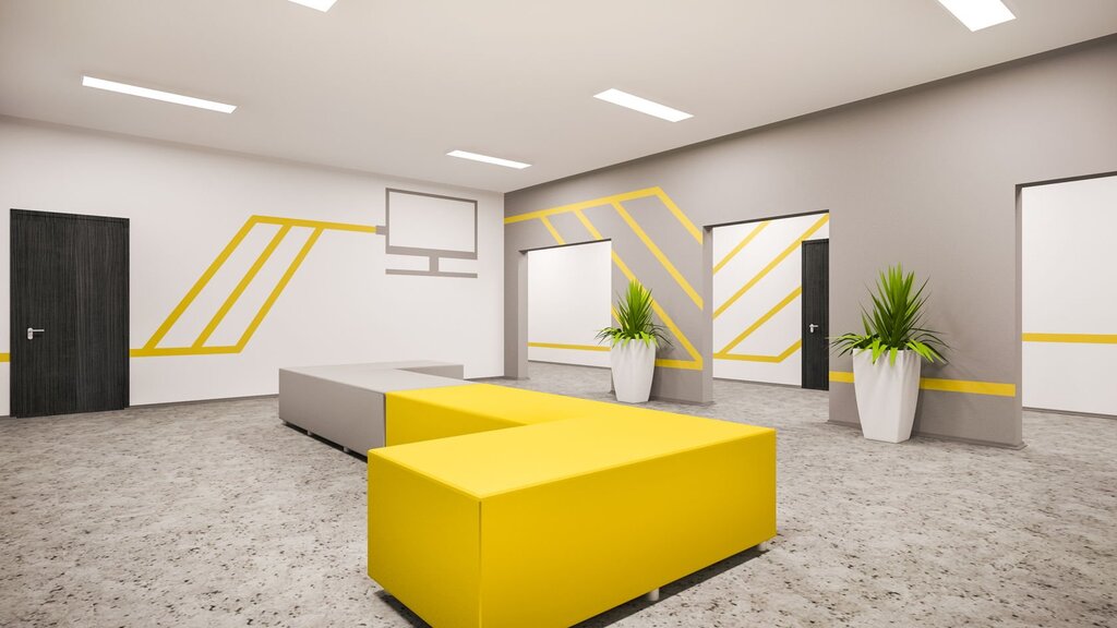 Gray yellow office