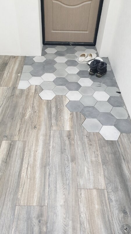 Hexagonal floor tile for the hallway