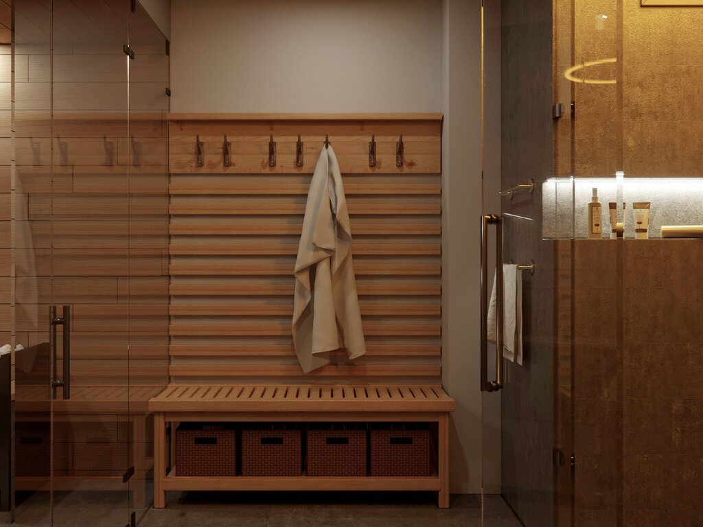 A cabinet for the sauna in the relaxation room