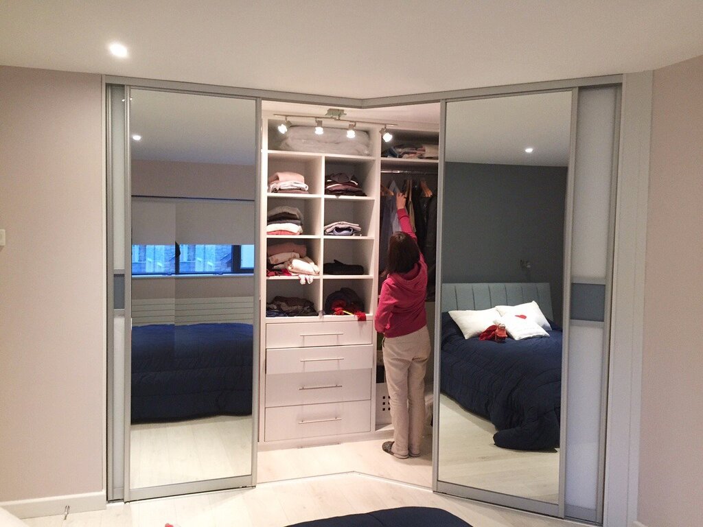 Wardrobe closet in the bedroom photo