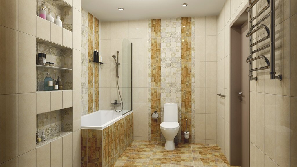 Cabinet made of tiles in the toilet