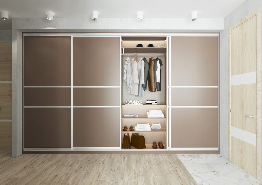 Beige wardrobe with sliding doors