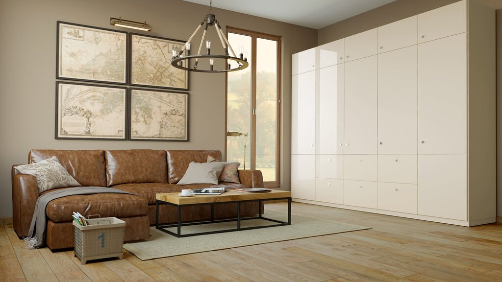 Beige sliding wardrobe