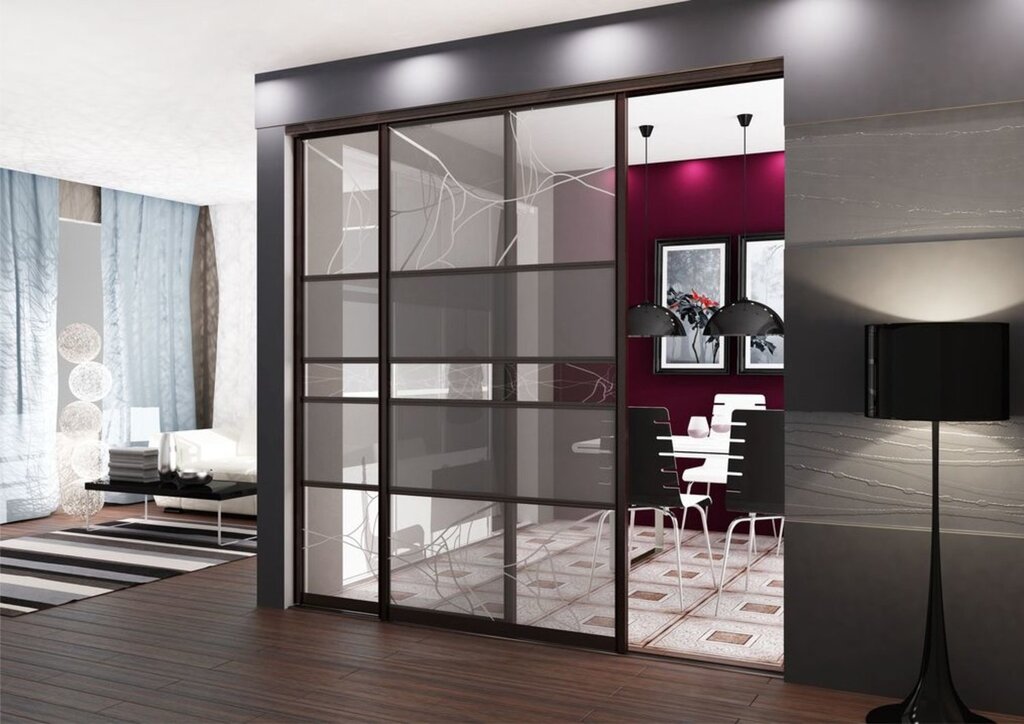 Sliding wardrobe partition for room division