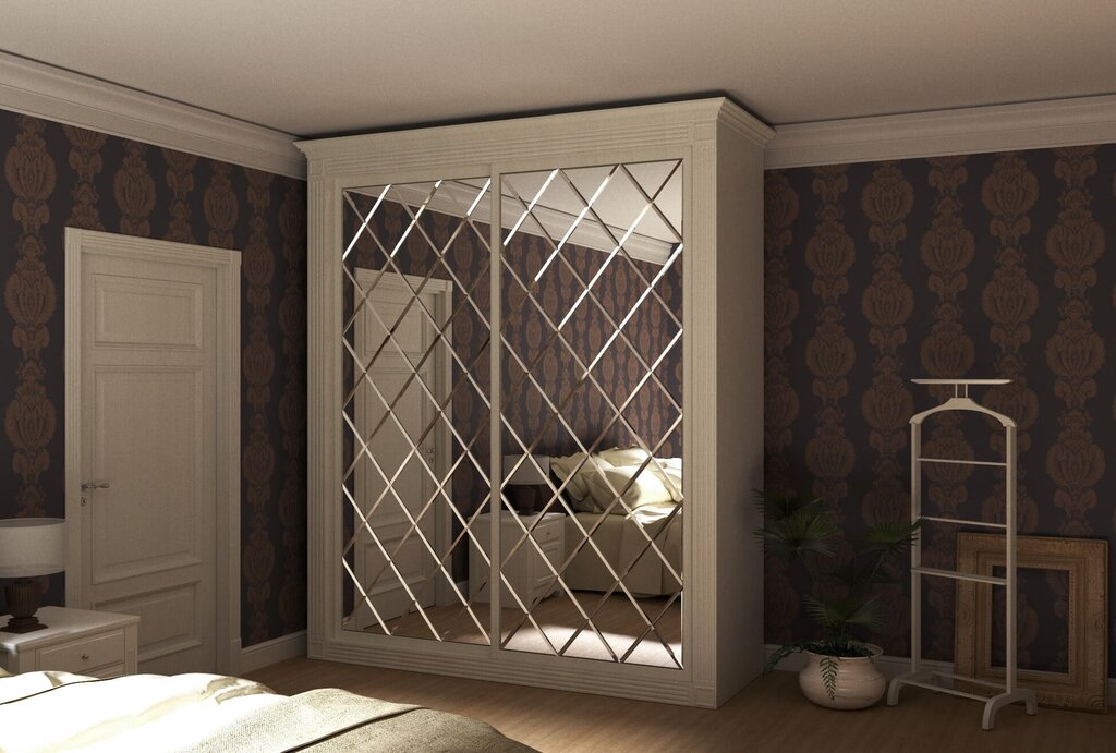 Sliding wardrobe with beveled mirrors