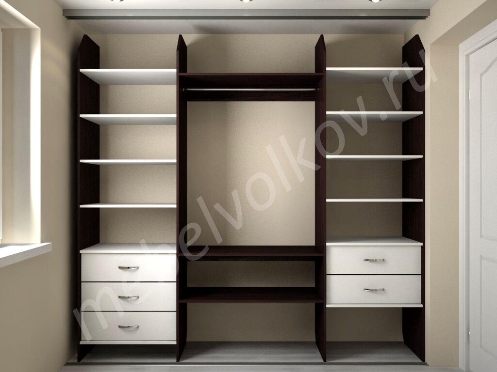 Wardrobe with pull-out drawers