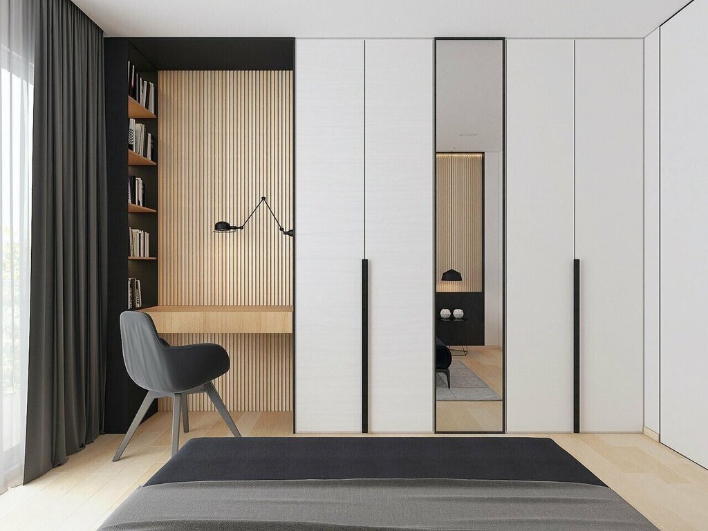 Three-door sliding wardrobe with mirror