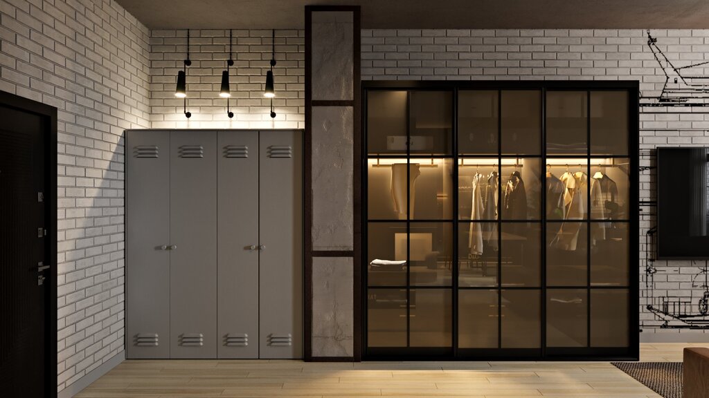 Loft-style sliding wardrobe 37 фото