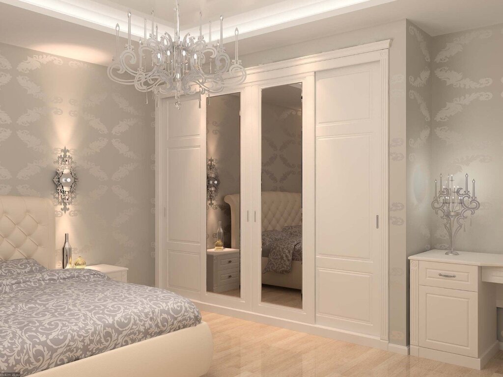 Neoclassical wardrobe for the bedroom 38 фото