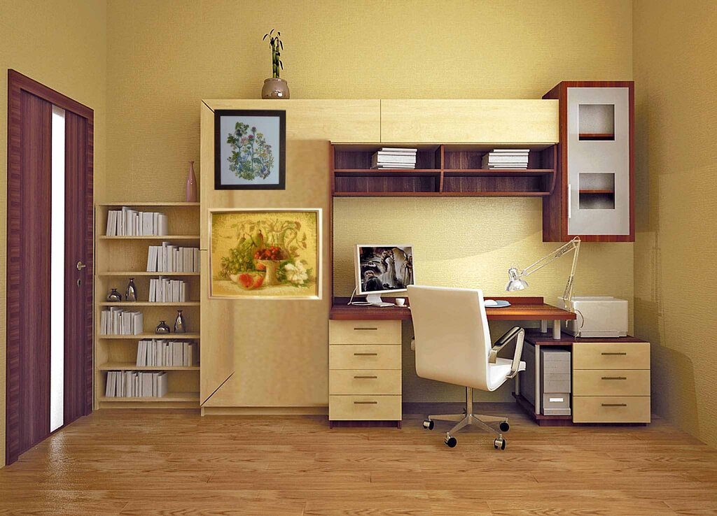 Cabinet with a workspace for a computer