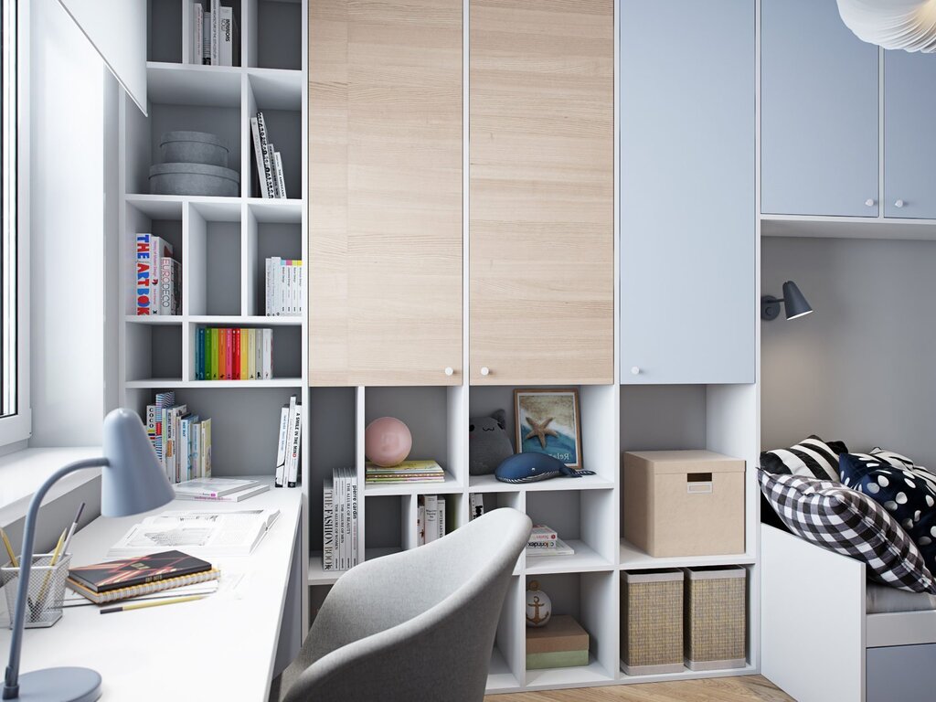 A cabinet with a workspace inside 45 фото