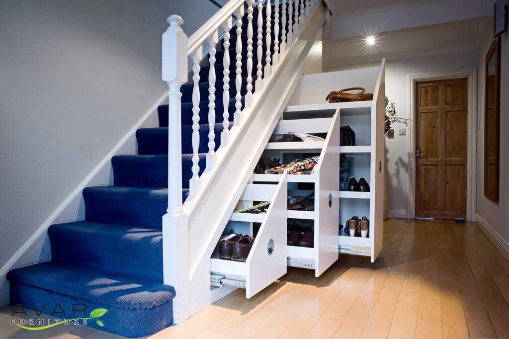 Cabinets under the stairs