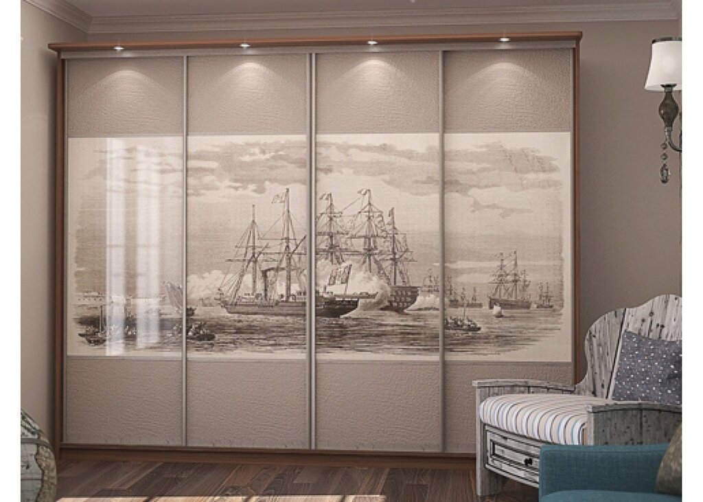 Sliding wardrobes with photo printing on glass