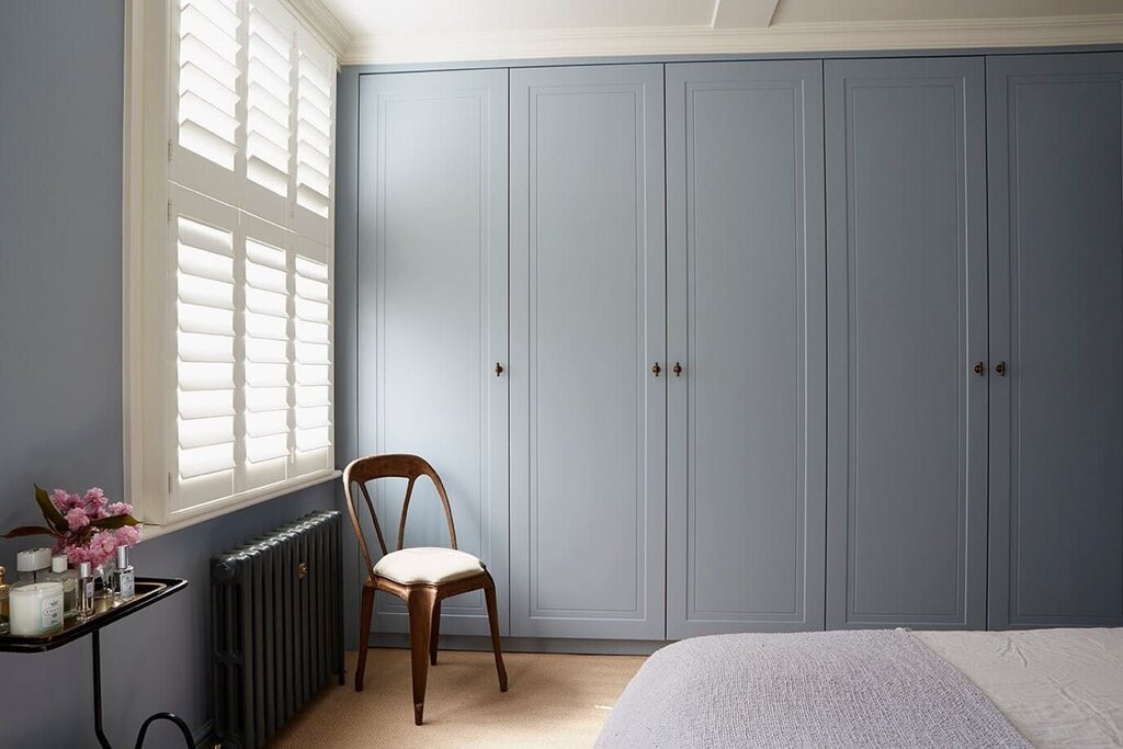 Cabinets in gray-blue color