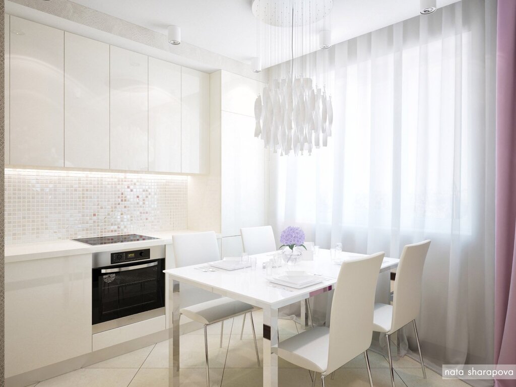 Curtains for a white kitchen