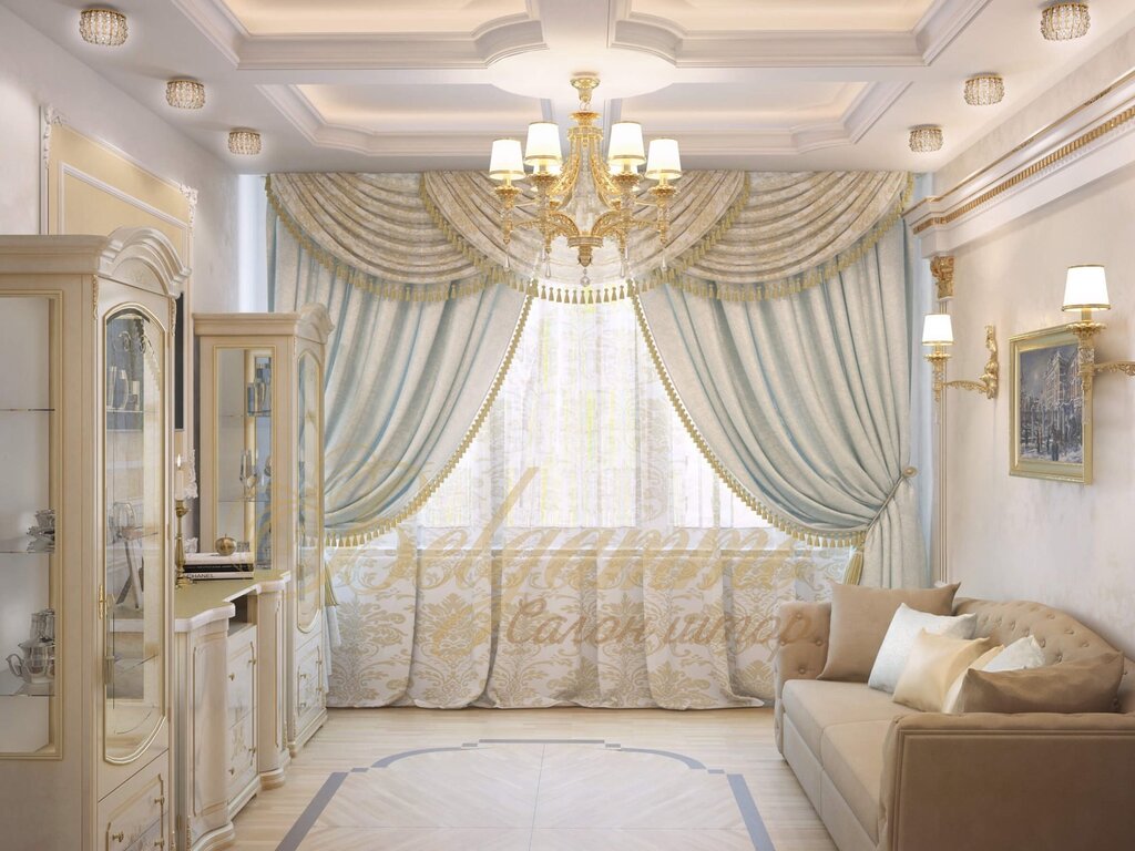 Curtains for the living room in a classic style