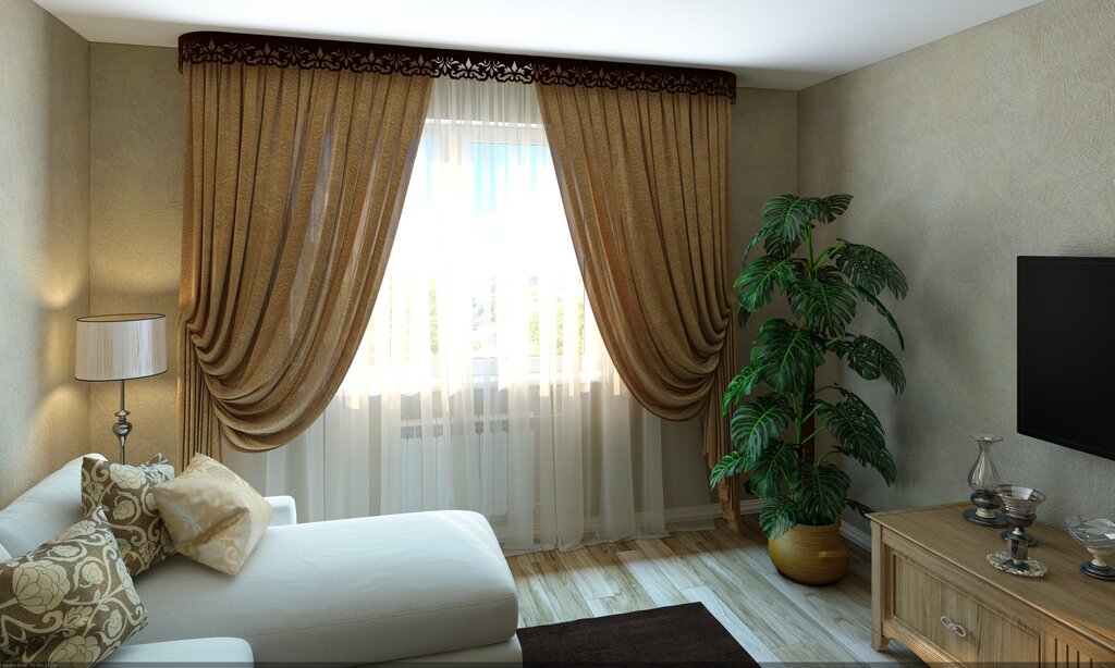 Curtains for low ceilings in the living room