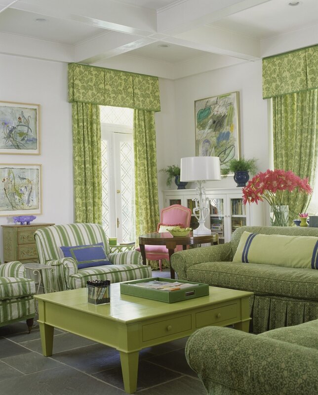 Pistachio-colored curtains