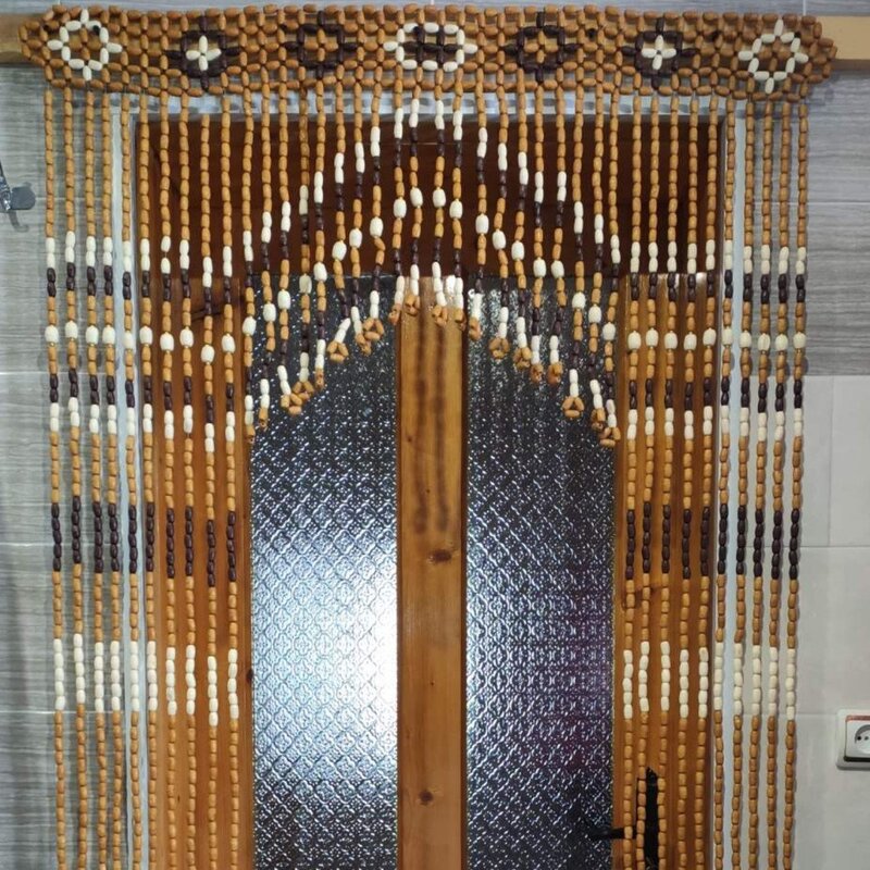 Curtains made of wooden beads