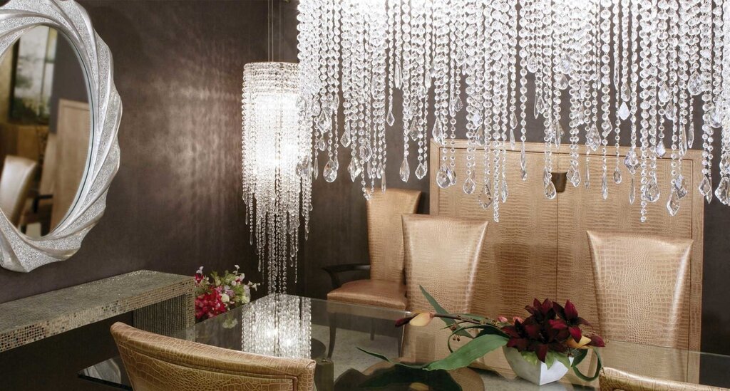 Curtains made of crystal beads